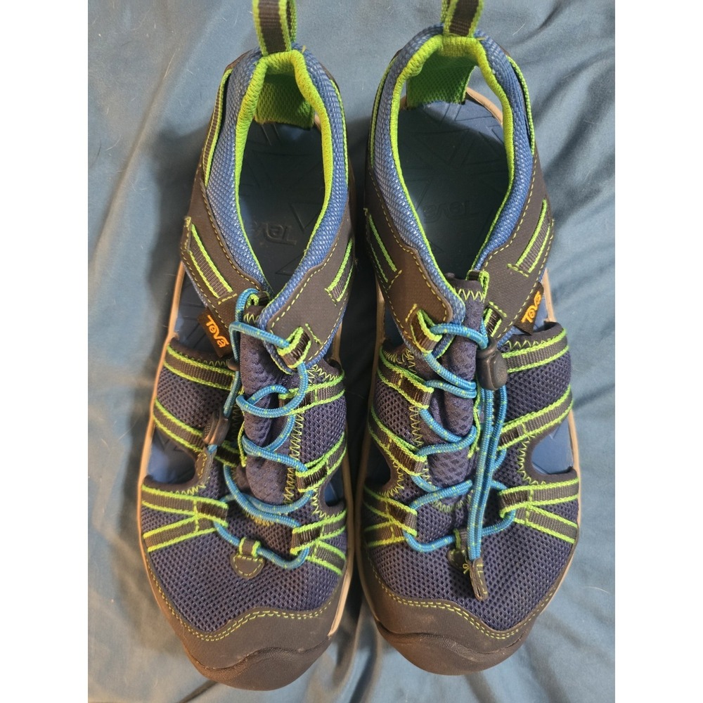 TEVA Kids Manatee Summer Sports Sandals Sz 6 Navy Blue Green Water Shoes Slip On - Picture 1 of 7